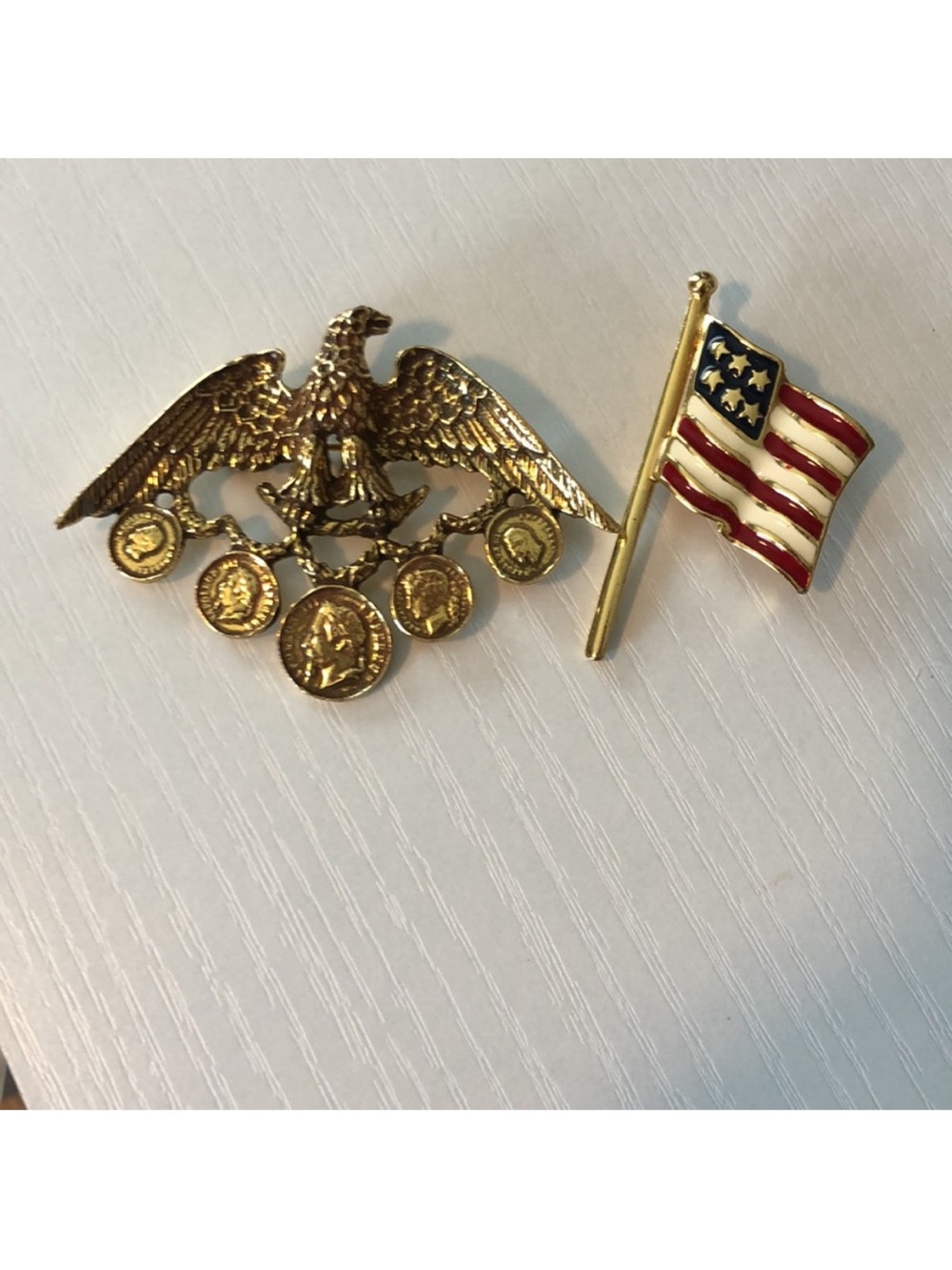Bald Eagle & American Flag Brooch Pin Bundle - Picture 8 of 8